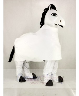 White 2 Person Horse Mascot Costume Cartoon