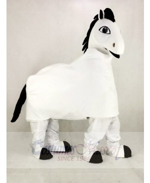 White 2 Person Horse Mascot Costume Cartoon