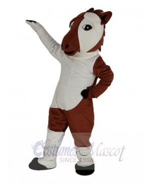 Brown and White Horse Mascot Costume