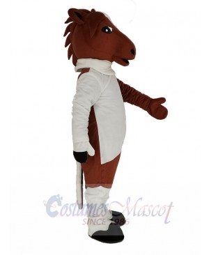 Brown and White Horse Mascot Costume