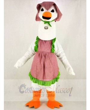 White Mother Goose with Dress Mascot Costume School