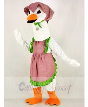 White Mother Goose with Dress Mascot Costume School