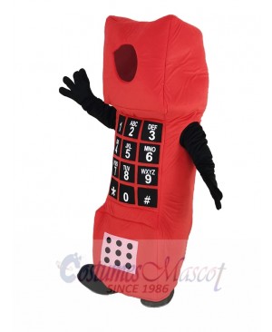 Red Open Face Cell Phone Mascot Costume Cartoon