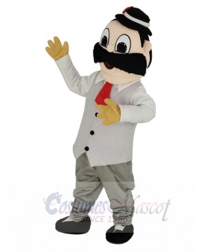 Barber in White Shirt Mascot Costume