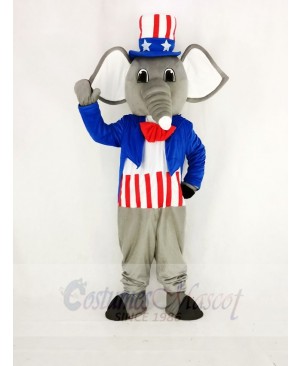 Realistic Patriotic Elephant Mascot Costume Cartoon
