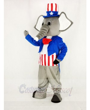 Realistic Patriotic Elephant Mascot Costume Cartoon