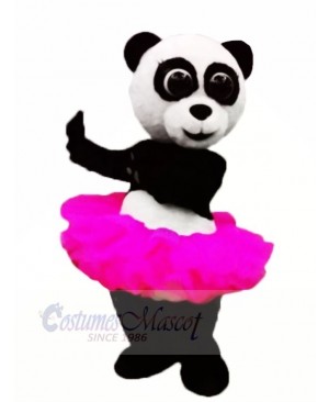 Pink Skirt Ballet Panda Mascot Costume Animal