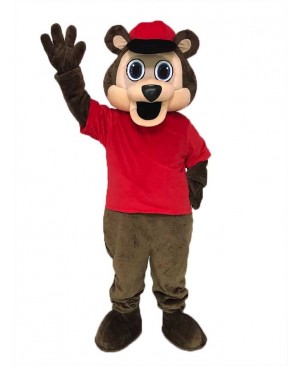 Brown Bear with Hat Mascot Costume