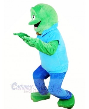 Big Green Frog with Blue T-shirt Mascot Costumes Animal