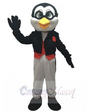 Cute Doctor Penguin in Black Tuxedo Adult Mascot Costume