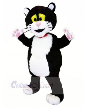 Black and White Cat with Pink Nose Mascot Costumes Animal