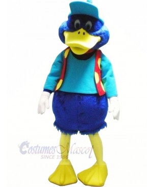 Blue Duck with Red Vest Mascot Costumes Animal