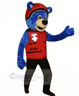 Blue Bear with Red Hat Mascot Costumes Animal