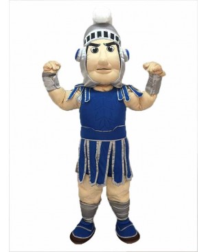 Dark Blue Spartan Trojan Knight Sparty Mascot Costume with Silver Helmet