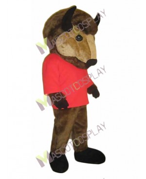 Wild Bud the Buffalo Mascot Costume in Red Shirt