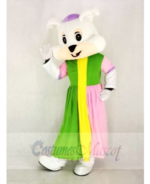 Realistic Easter Bunny Rabbit in Colorful Dress Mascot Costume Cartoon	