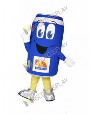 High Quality Adult Blue Can Man Mascot Costume