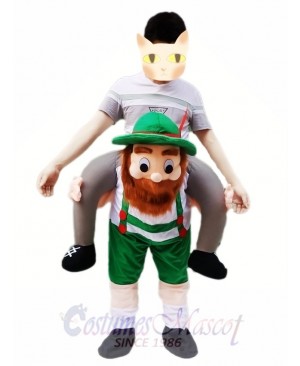 Piggy Back Carry Me Green Bavarian Beer Guy Ride Mascot Costume Fancy Dress