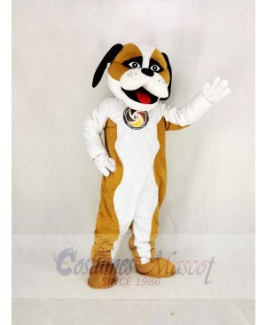 Brown And White St. Bernard Dog Mascot Costume Cartoon