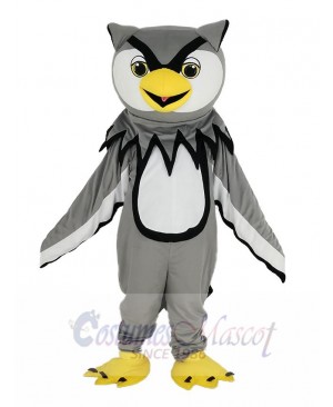 Gray Owl with Yellow Beak Mascot Costume Bird