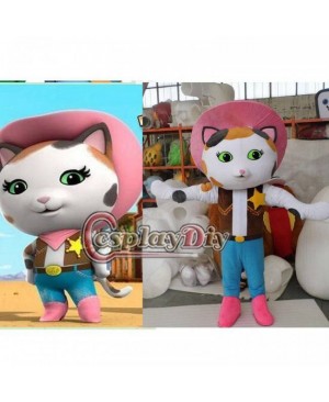 Hot Sale! Sheriff Callie Cat Mascot Costume Adult Size Musical Comedy Series Sheriff Callie's Wild West Cosplay