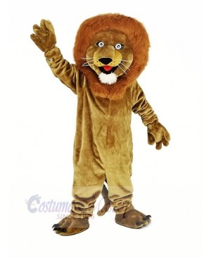 Brown Smiling Lion Mascot Costume Animal