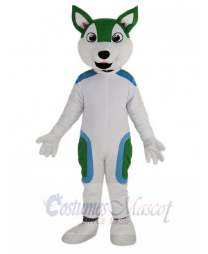 Cute White and Green Husky Dog Mascot Costume Animal