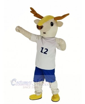 Brown Deer in White Clothes Mascot Costume Animal