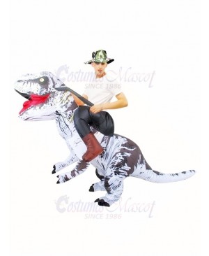 White Tyrannosaurus T-Rex Inflatable Carry Me Ride On Costume