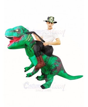 Green Tyrannosaurus T-Rex Inflatable Carry Me Ride On Costume