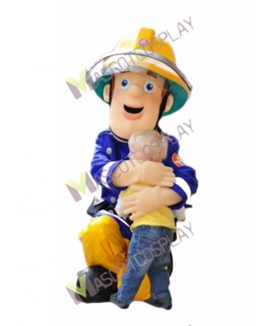 High Quality Adult Fireman Sam Mascot Costume