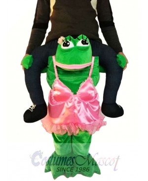 Piggyback Frog in Pink Dress Carry Me Ride on Frog Mascot Costume