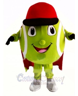 Cartoon Tennis Ball With Red Cap Mascot Costume 