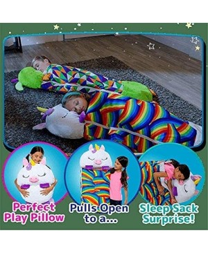 Happy Nappers Pillow & Sleepy Sack 2 in 1 Kids Foldable Sleeping Bag with Pillow Cartoon Animals Pink Kitty