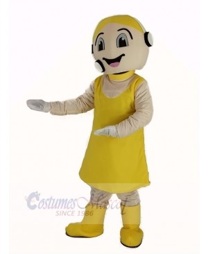 Customer Service Representative in Yellow Dress Mascot Costume