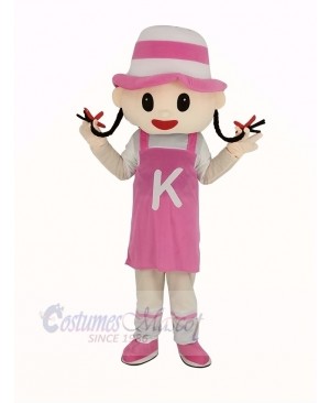 Pink Hat Girl Mascot Costume People