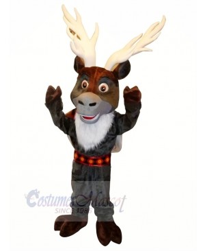 Grey Reindeer with Big Eyes Mascot Costumes Cartoon