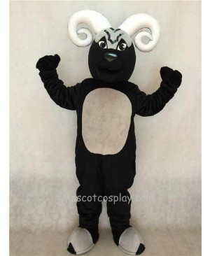 Hot Sale Adorable Realistic New Black Blocking Ram Mascot Costume with White Horns