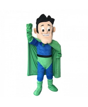 New Super Hero in Blue and Green Mascot Costume