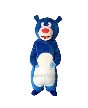 Lovely Blue Bear Short Plush Adult Mascot Costume