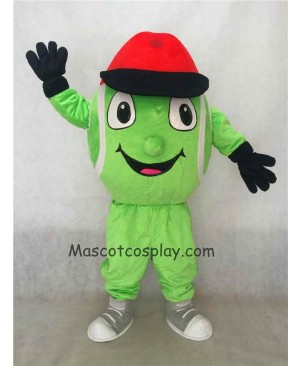 Hot Sale Adorable Realistic New Green Tennis Ball Mascot Costume Cartoon Costume with Red Hat