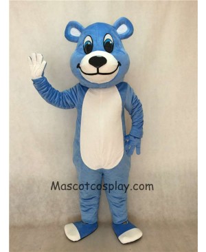 Hot Sale Adorable Realistic New Popular Professional White Belly Blue Bear Mascot Costume with Blue Eyes