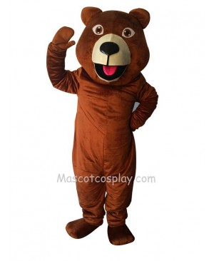 New Happy Brown Grizzly Bear Mascot Costume