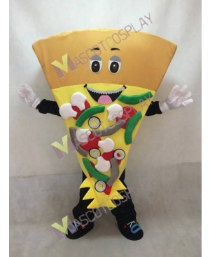 Cute Brown Cheese Pizza Mascot Costume