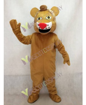Yellow Lion Mascot Costume in Red Nose