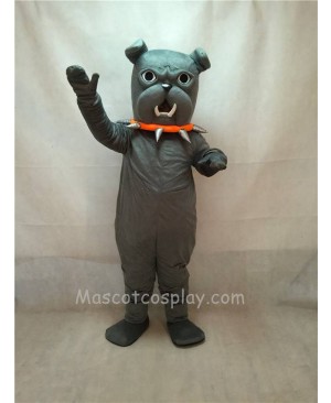 High Quality Grey Bulldog with Red Collar Mascot Costume