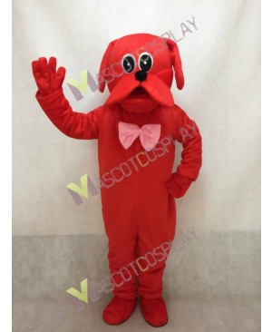 Red Dog with Pink Bow Mascot Costume