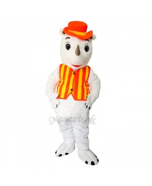 New Happy Rhino with Hat Mascot Costume