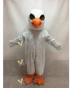 Cute White Hawk with Gloves Mascot Costume