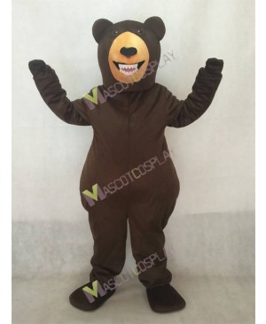 Fierce Dark Brown Grizzly Bear Mascot Costume